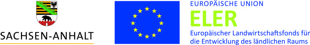 Sachsen-Anhalt-Logo, rechts daneben das Logo der EU mit dem Zusatz Europäische Union ELER Europäischer Landwirtschaftsfond für die Entwicklung des ländlichen Raums